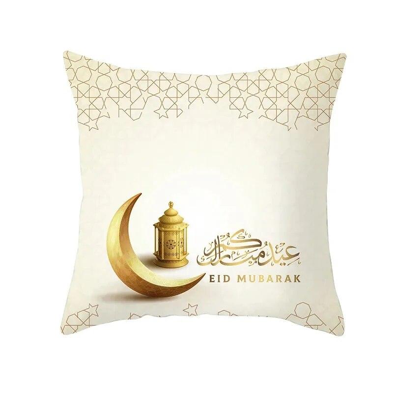 45x45cm Ramadan Decoration 2024 Home Mubarak Cushion Cover Cotton Eid Islamic Muslim Happy Eid Mosque Party Supplies