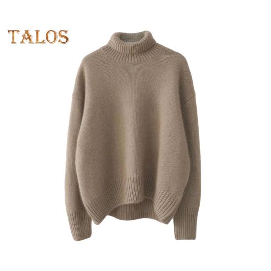 Women Winter Sweater High Collar Long Sleeve Soft Warm Knitting Tops Solid Color Loose Fit Pullover Tops