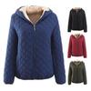 Women Hooded Jacket Cotton Quilted Coat Casual Loose Fit Long Sleeves Zipper Pocket Warm Solid Color Outwear for Ladies Autumn Winter