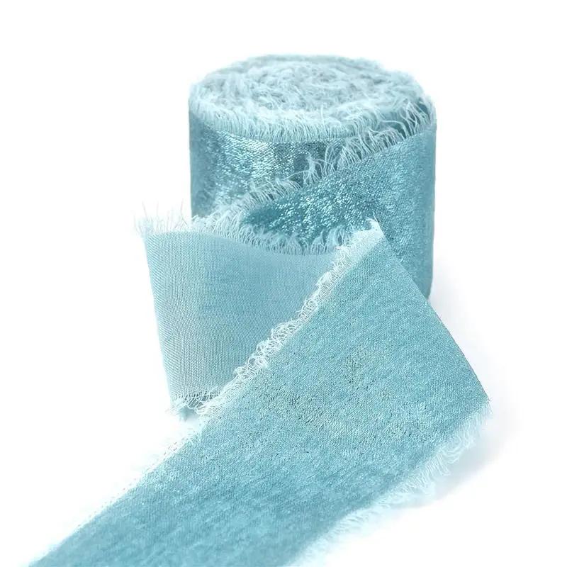 Handgefertigtes Ausgefranstes Kanten Goldenes Seidenband Stoffband Für Hochzeitseinladung Verpackung Sträuße Geburtstagsfeier Dekorationen Geschenke