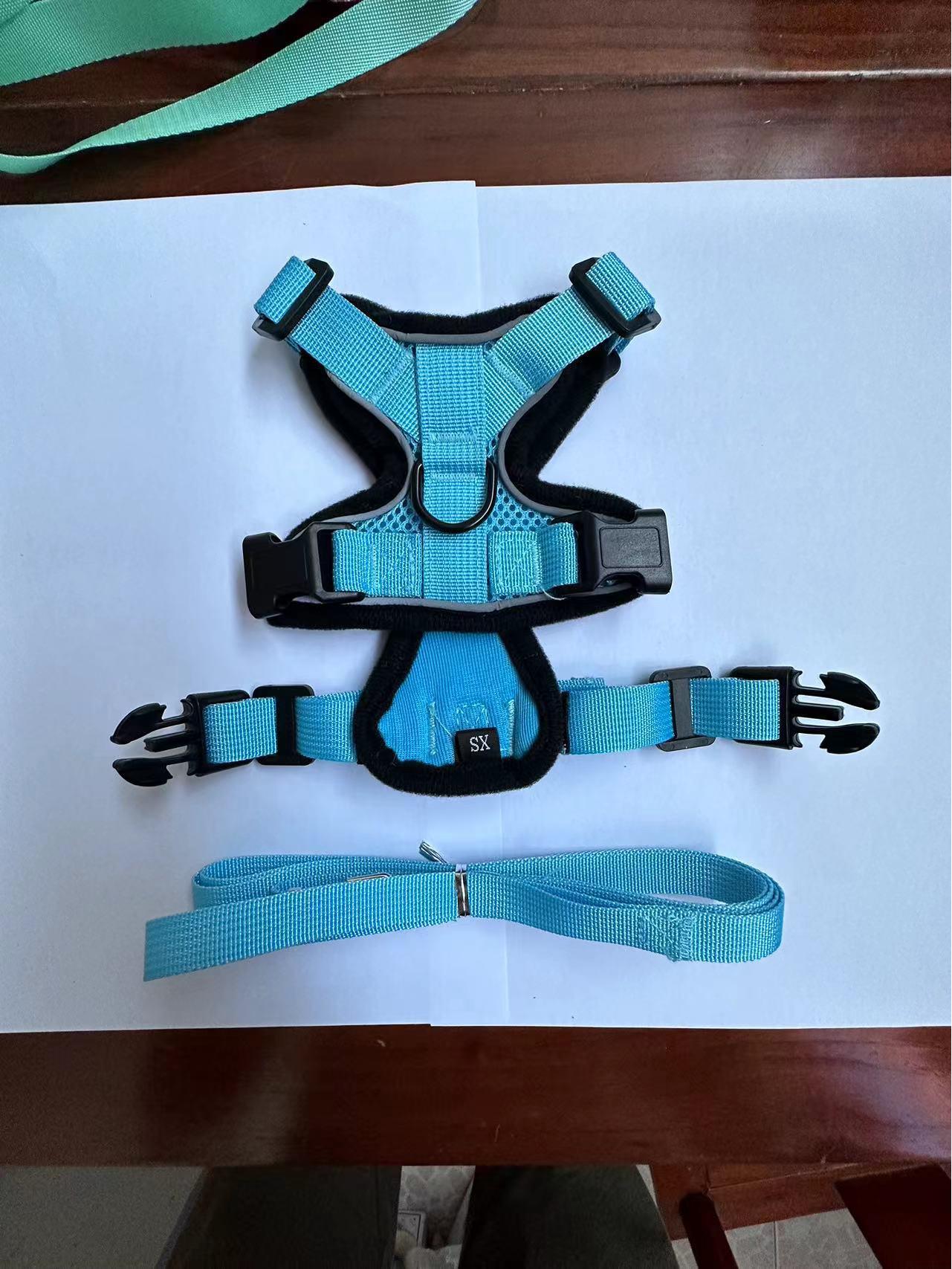 

Регулируемая ультратонкая шлейка для кошек с неразрывным тросом для прогулок Small небесно-голубой