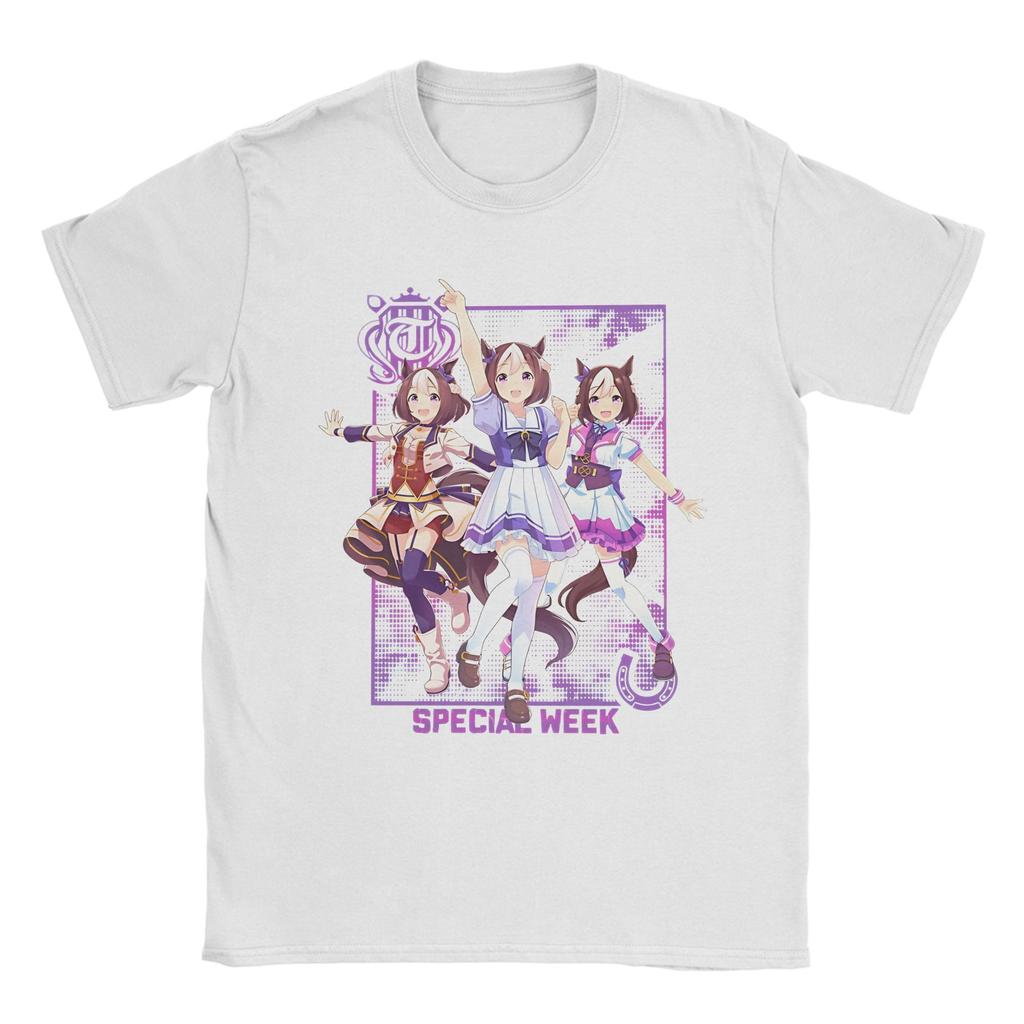 Uma Musume Mejiro McQueen T-Shirt Men's 100%Cotton Tops Vintage Crewneck Short Sleeve