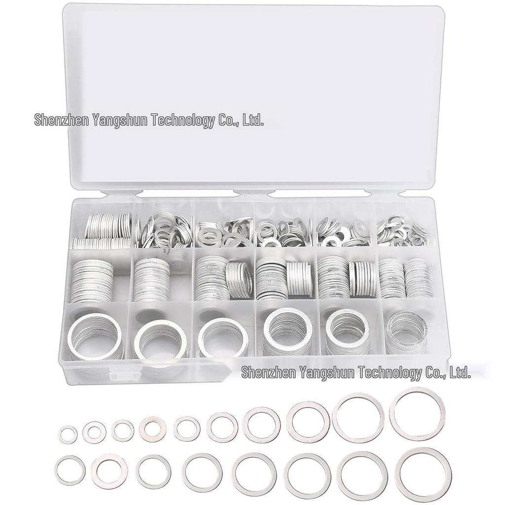 450-Piece Aluminum Gasket & Sealing Ring Set: High-Temp Resistant, Spring Washer, M6-M24.