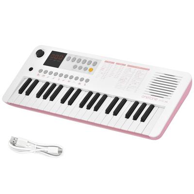 Onetone Elektronik Mini 37 LED Japon Kablolu Klavye, Tuşlar, Ekran, USB-MIDI Uyumlu, Yazma, OTK-37M/WHPK (USB Dahil)