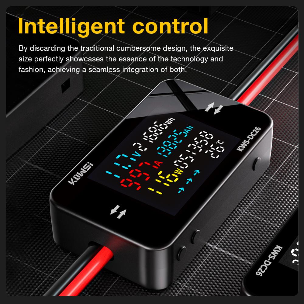 KWS-DC26 Battery Charging Tester DC8-80V Electric Energy Power Meter LED Color Screen Voltmeter Ammeter Current Voltage Monitor