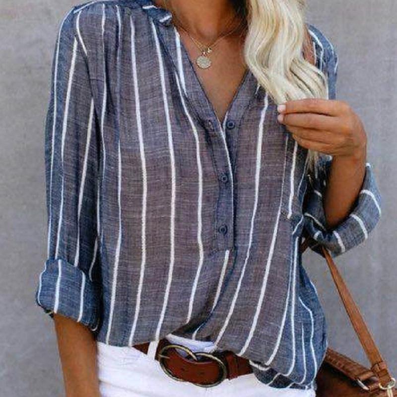 Camicie Oversize da Donna Moda Casual Larghe a Righe Camicie Donna Autunno Bluse Morbide Vintage Eleganti Giovani Femminili