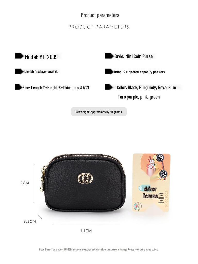 Damen Mini Clutch Geldbörse aus echtem Leder - Koreanischer Stil Mode Tasche für Lippenstift und kleine Gegenstände