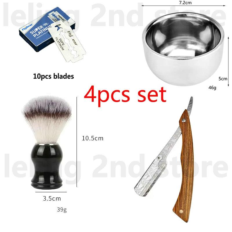 Tan Wood Handle Shaving Razor Professional Barber Shaver with Replaceable Blades Mens Eyebrow Razor Gift