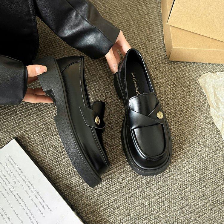 

Туфли Lefou на толстом каблуке с металлическим ремешком на одну ногу, женские весенние туфли Camellia Small Leather 35 матовый черный