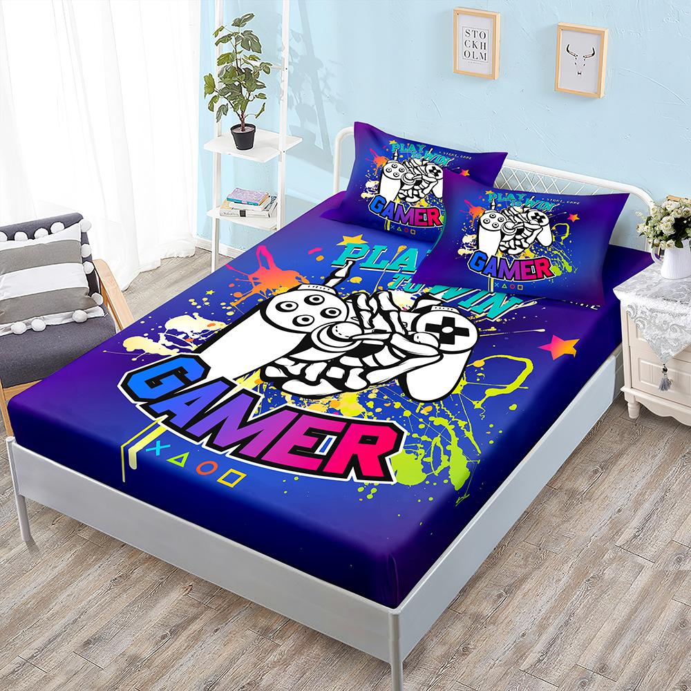 E-Sports Gamepad Kit, Bed Hat Three-Piece Set, Bed Cover, Pillowcase, Mattress Protective Cover.