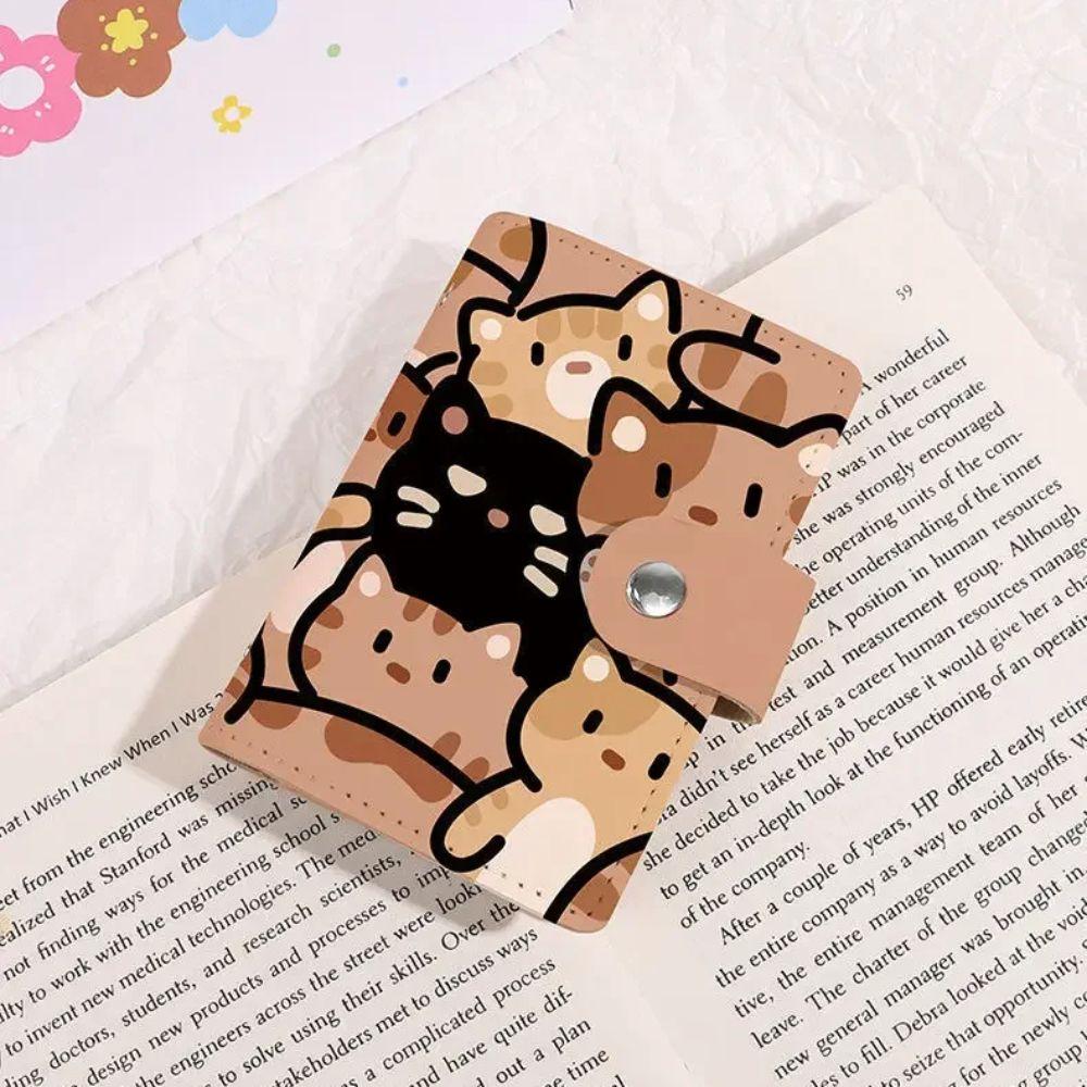 New Cartoon Cat Print Mini Wallet Large Capacity Card Holder Portable Cute Small ID Storage Bag Card Case Multi-Card Holder