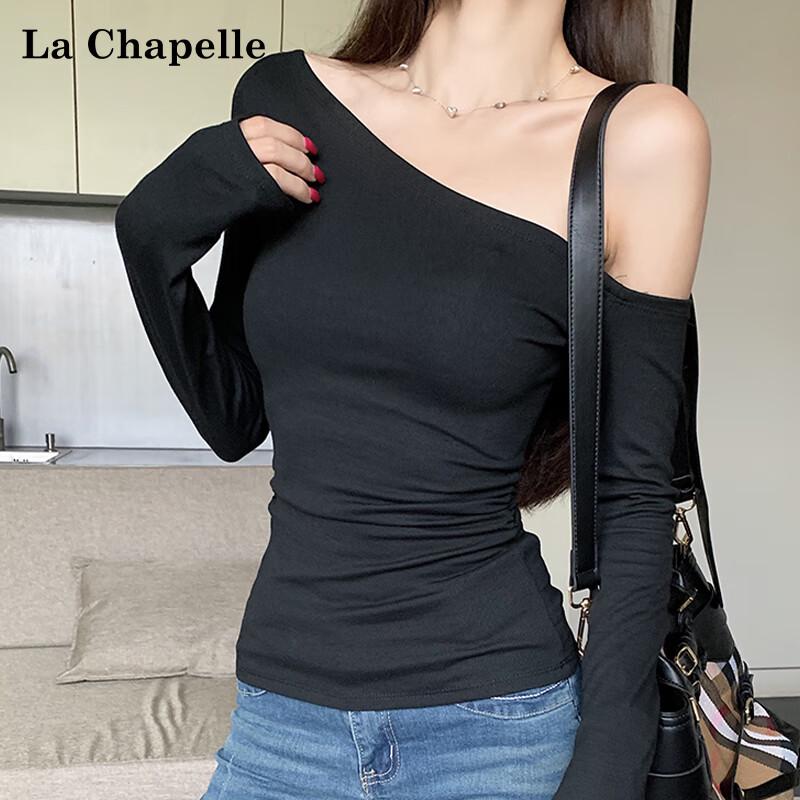 La Chapelle Women's Off-Shoulder Long Sleeve Slim Fit T-Shirt