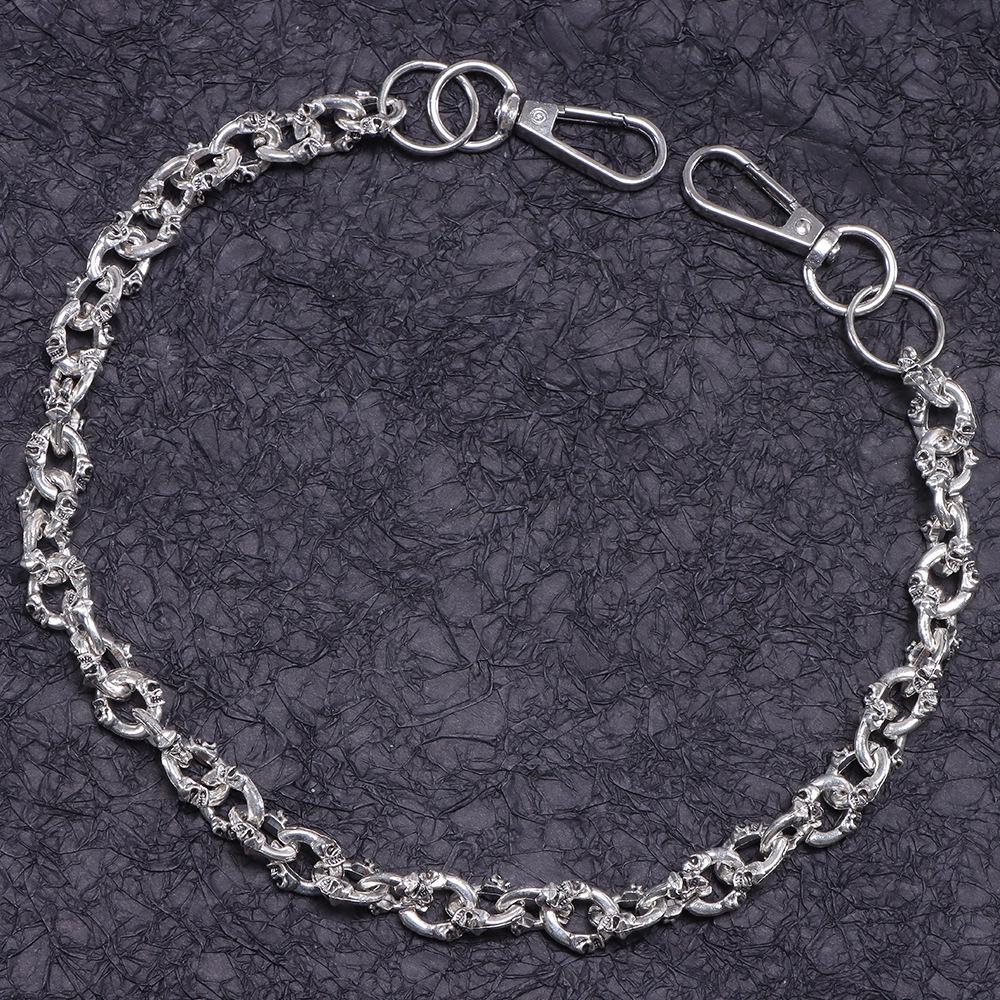 Skull Double Layer Metal Waist Chain: Trendy Hip Hop Streetwear Accessory for Men