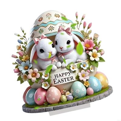 Easters Bunnies Decors Rabbit Figurines Easters Rabbit Statue Table Centerpiece 6XDE