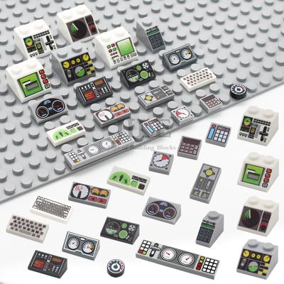 50 adet MOC Şehir Tuğlaları Kiremit Eğim Ölçerler Kontrol Merkezi Radar Ekran Tuş Takımı Desen Baskılı Yapı Blokları Seti Enstrüman Oyuncakları