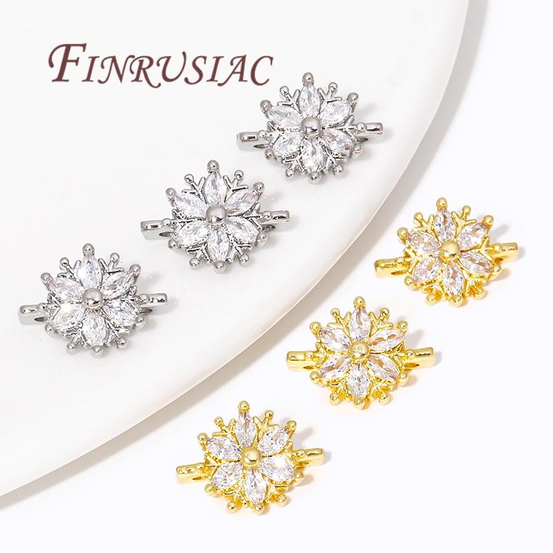 18K Gold Plated 2 Hole Separators For Beads,Inlaid Zircon Beads Separators For Bracelets DIY Jewlery Making Supplies