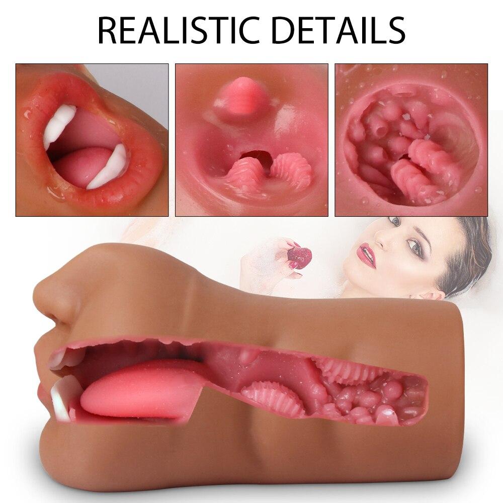 Artificial Pussy Real Vagina Masturbation Soft Stick Blowjob Deep Throat Male Masturbator Rubber Vaginal Oral Sex Toys For Men