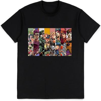 Koszulka JoJo's Bizarre Adventure Moda Anime Trend T-Shirt Unisex Krótkorękawowe Topy Prezent dla Nastolatków Czarna koszulka