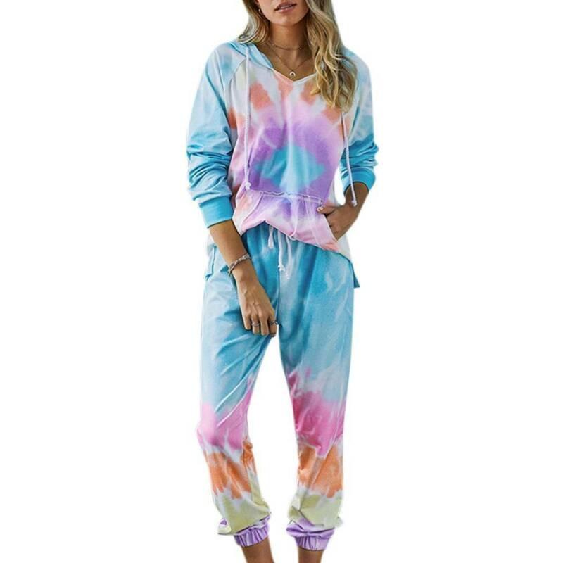 Hooded Sweatshirt Long Pants Set Floral 