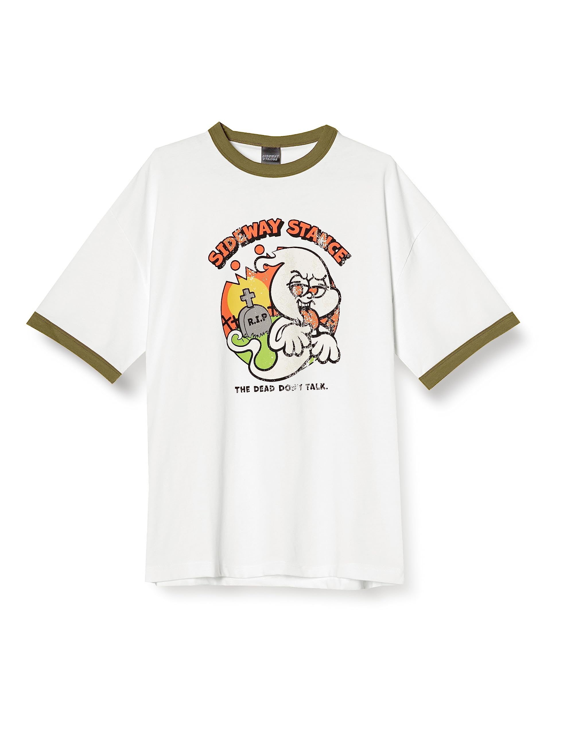 

IMPROMES SIDEWAYSTANCE Ghost Print Short Sleeve Ringer T-Shirt, Men s, White, 70131