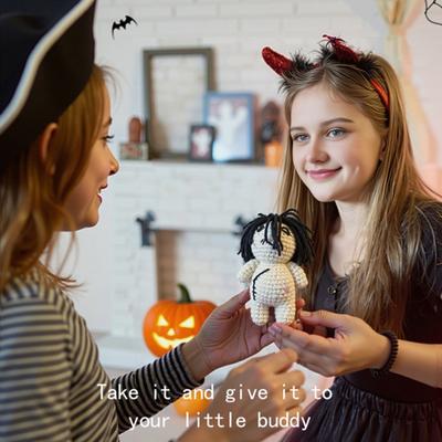 Lustige Positive Voodoo-Puppe Inspirierende Handgemachte Häkelpuppe Geschenke Emotionale Unterstützung Stofftier Plüschpuppe mit Karte für Freund Kollegen Schwester