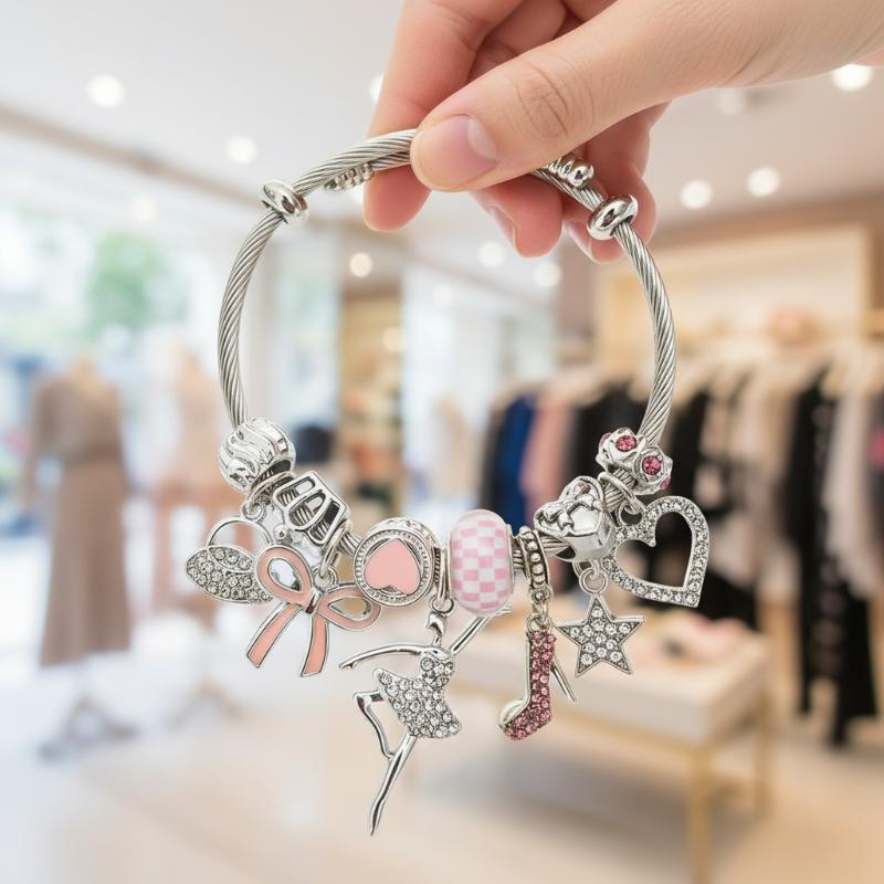 Trendy Women's Bow Heart Link Bracelet Comfortable Adjustable Fashion Jewelry for Party Date Travel