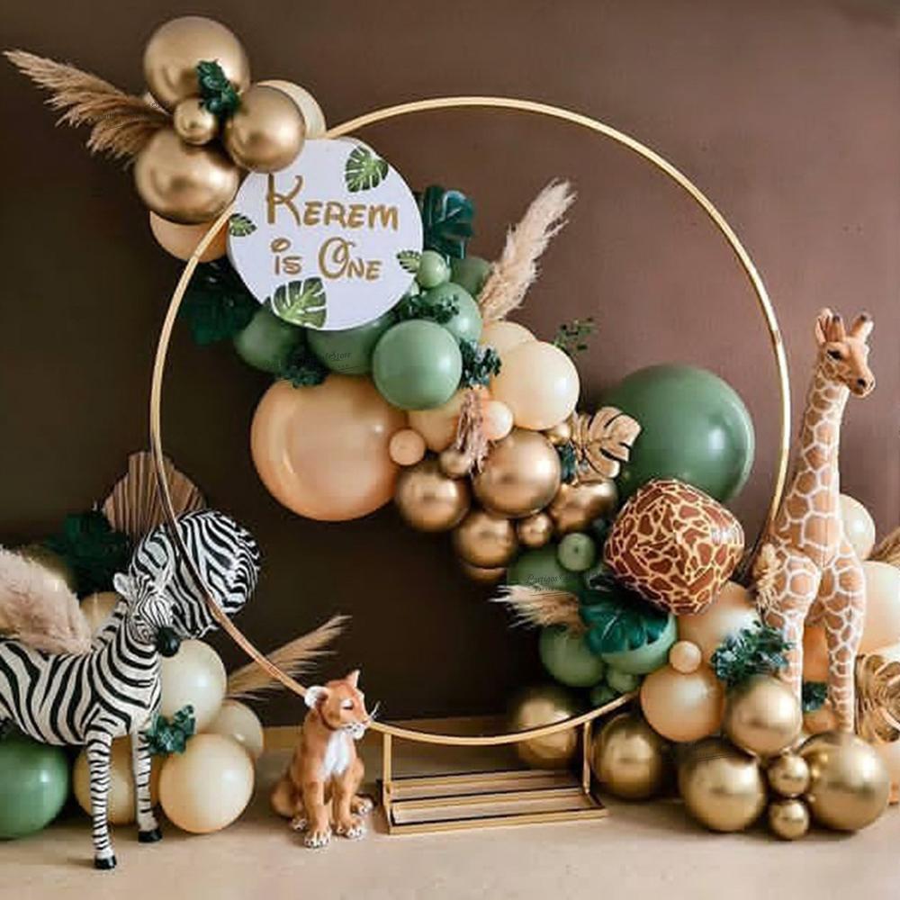 Jungle Forest Theme Sage Green Balloons Arch Garland Kit Kids Boys Birthday Party Decorations