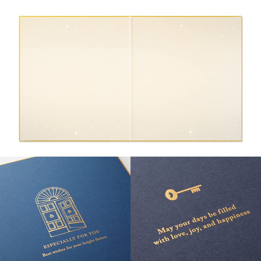 MIDORI Farbe mit Siegel und Hülle Marineblau 33277006 Papier, Zweifach faltbar, Etui, Blau,