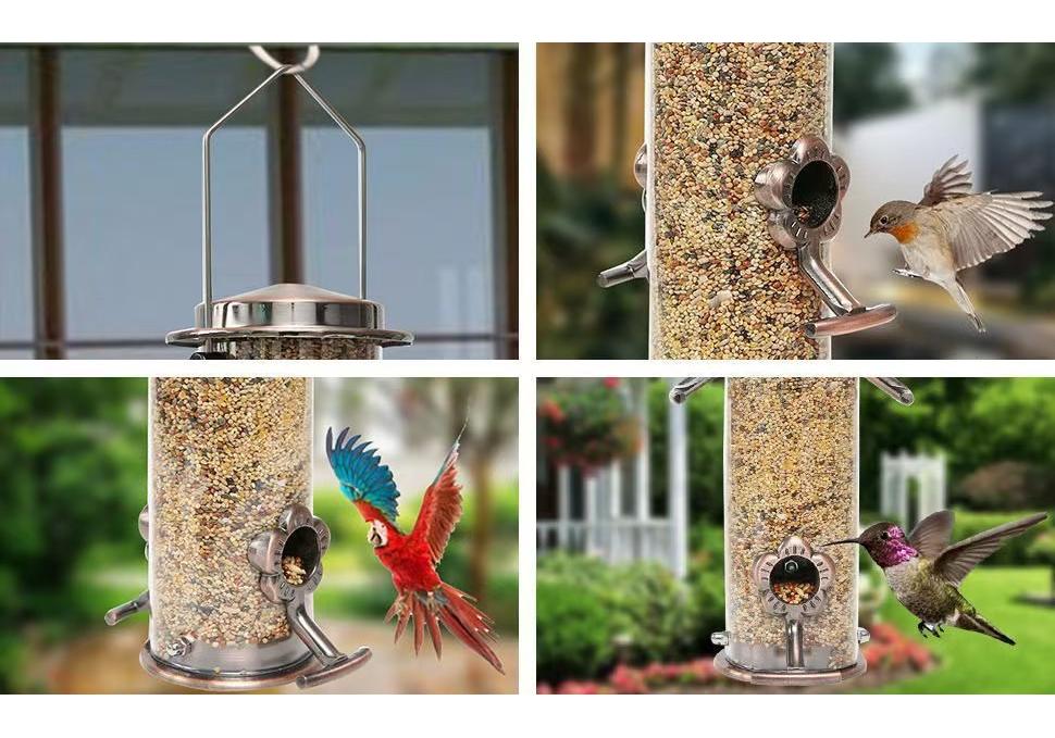 Windproof Waterproof Metal Hanging Bird Feeder for Small Birds and Parrots