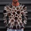 Fashionable Men's Printed T-shirt Optical Illusion Round Neck Long Sleeved Street Harajuku Exaggerated Designer Round Neck Top