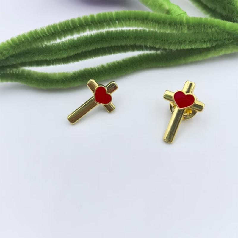 Pack of 10 Enamel Crosses Heart Pin with Secure Clasp for Confident Adornment Lapel Accessory for Everyday Wear