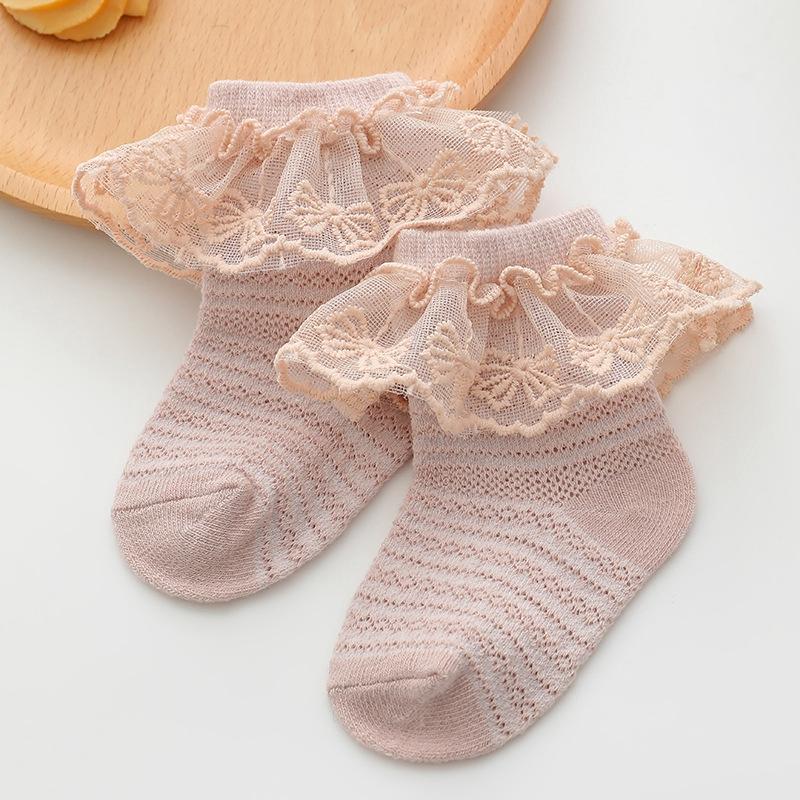 

Детские носки для девочек, новорожденные, милые, с кружевной отделкой, лоскутные, мягкие, легкие, нескользящие, для младенцев 0-3 года 3-12 Months