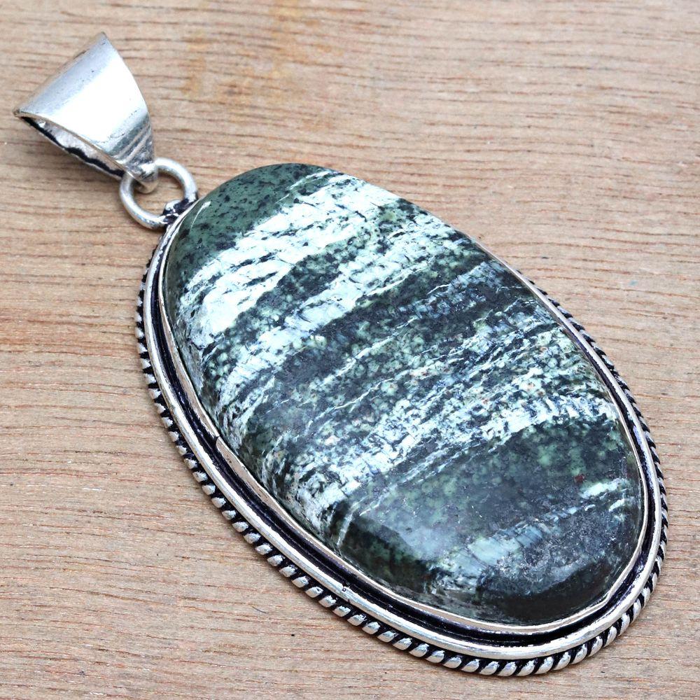 Pendant Zebra Jasper Gemstone Handmade Gift For Her Silver Jewelry 2"