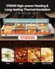 Commercial Food Warmer, 1700W Electric Stainless Steel Steam Food Warmer with Glass Cover, 8-Pan Countertop Buffet Bain Marie with Soup & Perforated