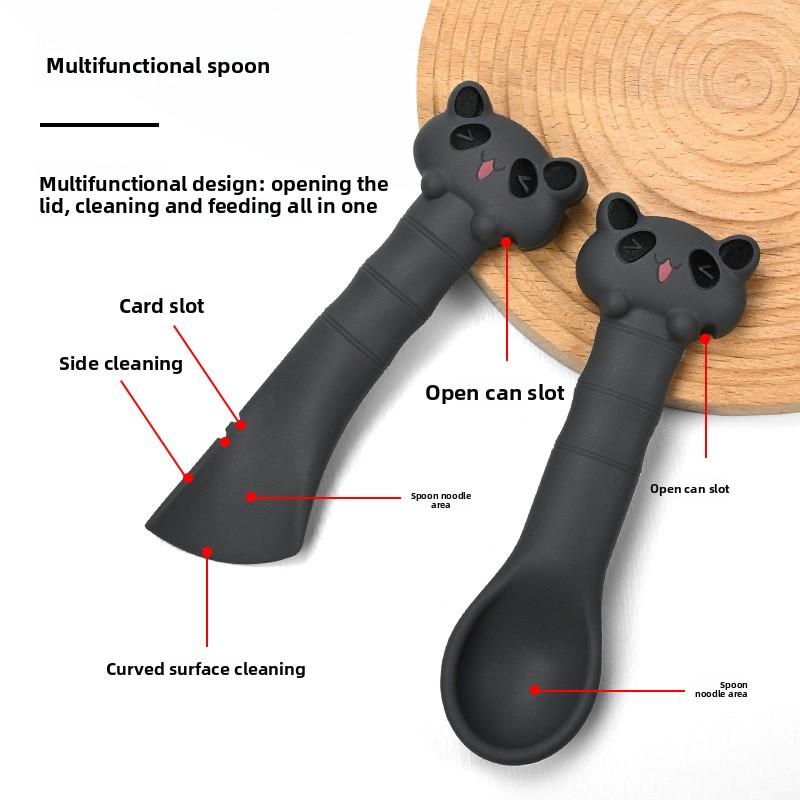 Pet Canned Food Spoon, Canned Food Lid, Wet Food, Dry Food Spoon, Feeding Spoon, Stirring Spoon, Cat Silicone Can Opener, Sealed Lid