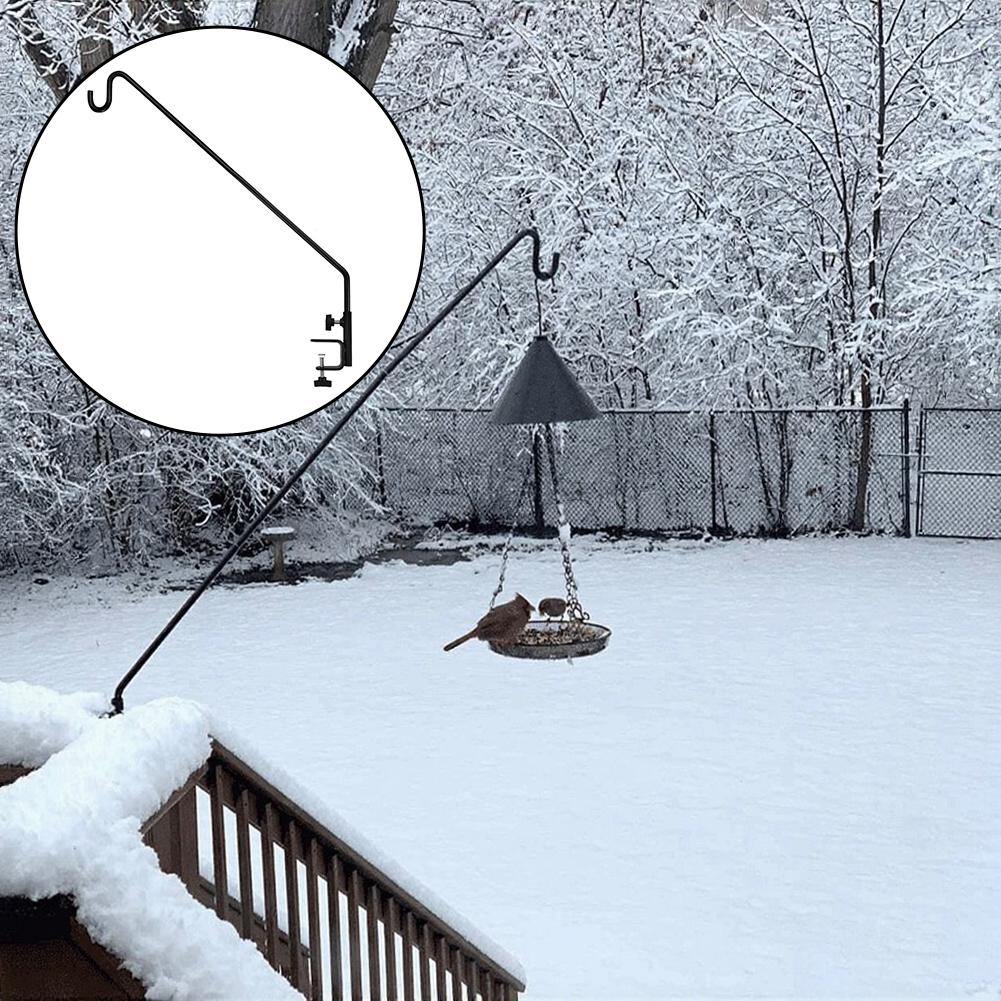 Sturdy Extensible Deck Hook for Hanging Bird Feeders and Plants with Flexible Rotation and Extended Arm for Wide Coverage