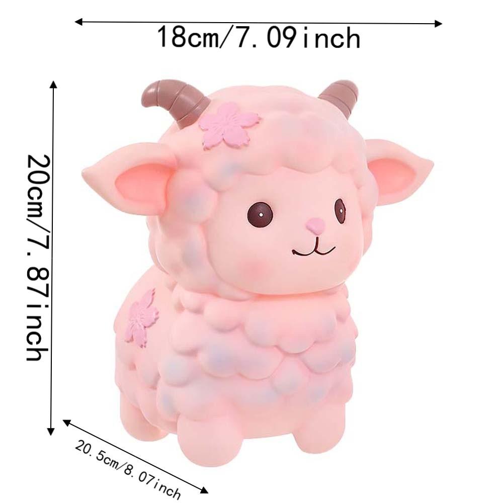 PVC Cute Sheep Bank Pastel Pink Shatterproof Piggy Banks Zodiac Lamb Coin-box Nursery Rooms