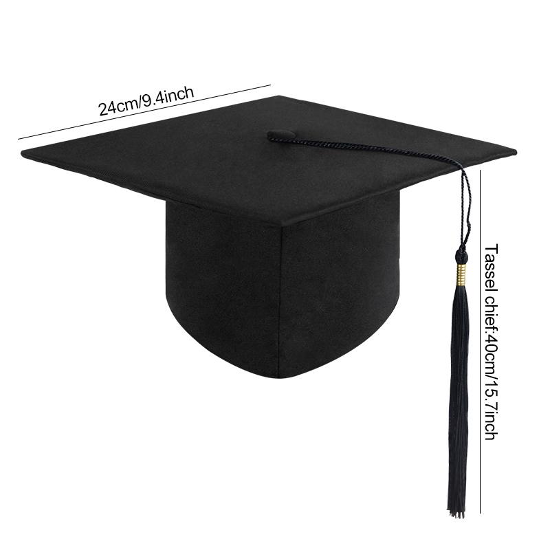 2025 Graduated Satin Sash Black Bachelor Caps with Tassel for Graduation Party Decoration Photo Props University Master Hat Gift