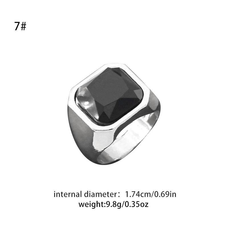 Персонализированное мужское кольцо из черного агата, ретро кольцо из титановой стали, простое квадратное ювелирное изделие, в наличии.