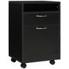 Rolling Cabinet Drawer Cabinet Container, 1 Compartment, 1 Shelf, 1 Drawer, 40 Cm X 35 Cm X 60 Cm, Black