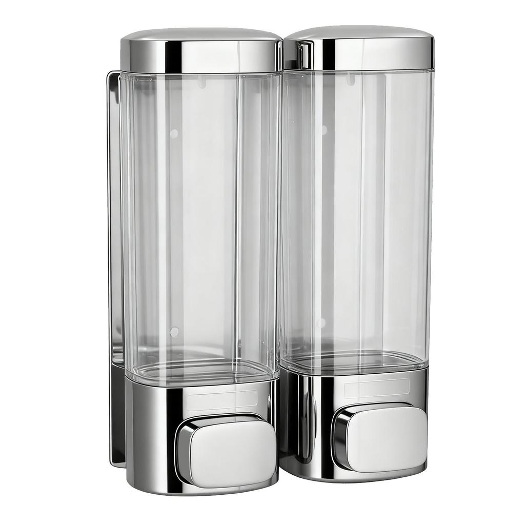 Double Soap Dispenser Drip Proof Wall Mounted Gel Hand Soap Dispenser for Bathroom 320mlx2