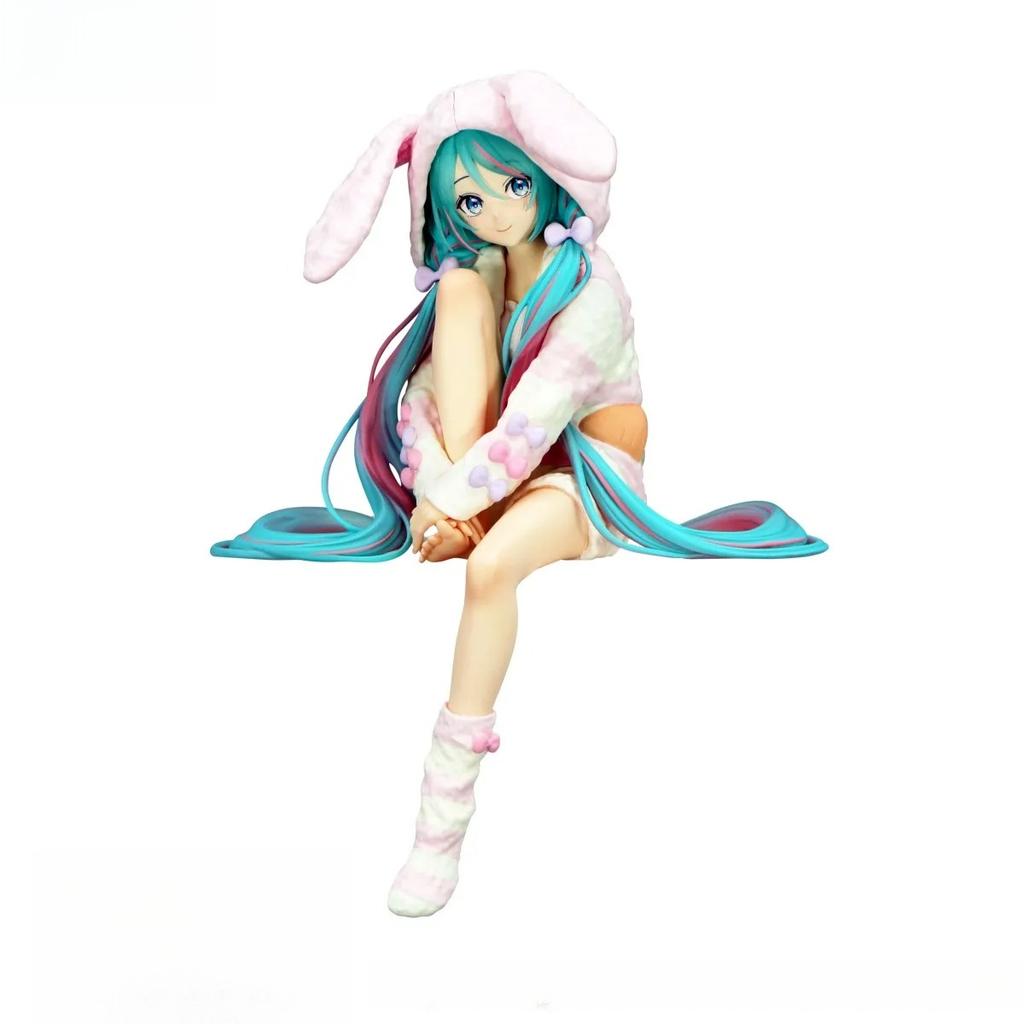 15CM Anime HATSUNE MIKU Figure Noodle Stopper Figure Rabbit Ear Pajamas Model Toy Doll Aciton Figure Collection Gift PVC