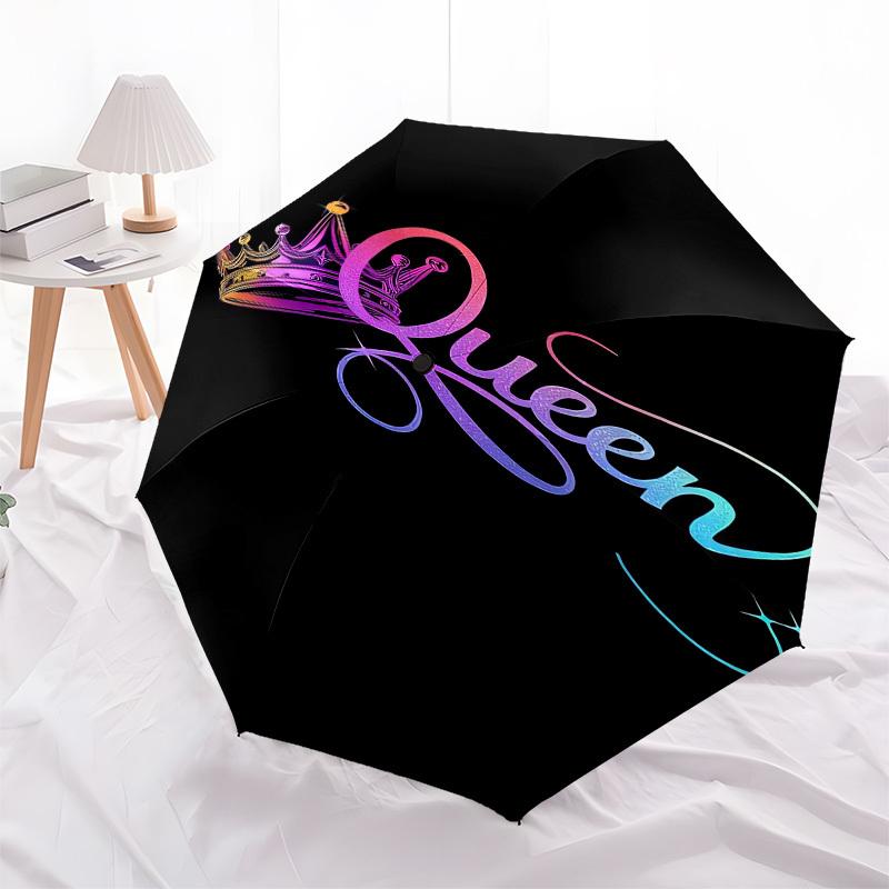 1pc Queen Crown Sparkle Umbrella with Plastic Handle,Compact & Stylish,Cartoon Pattern,Outdoor UmbrellaPT480