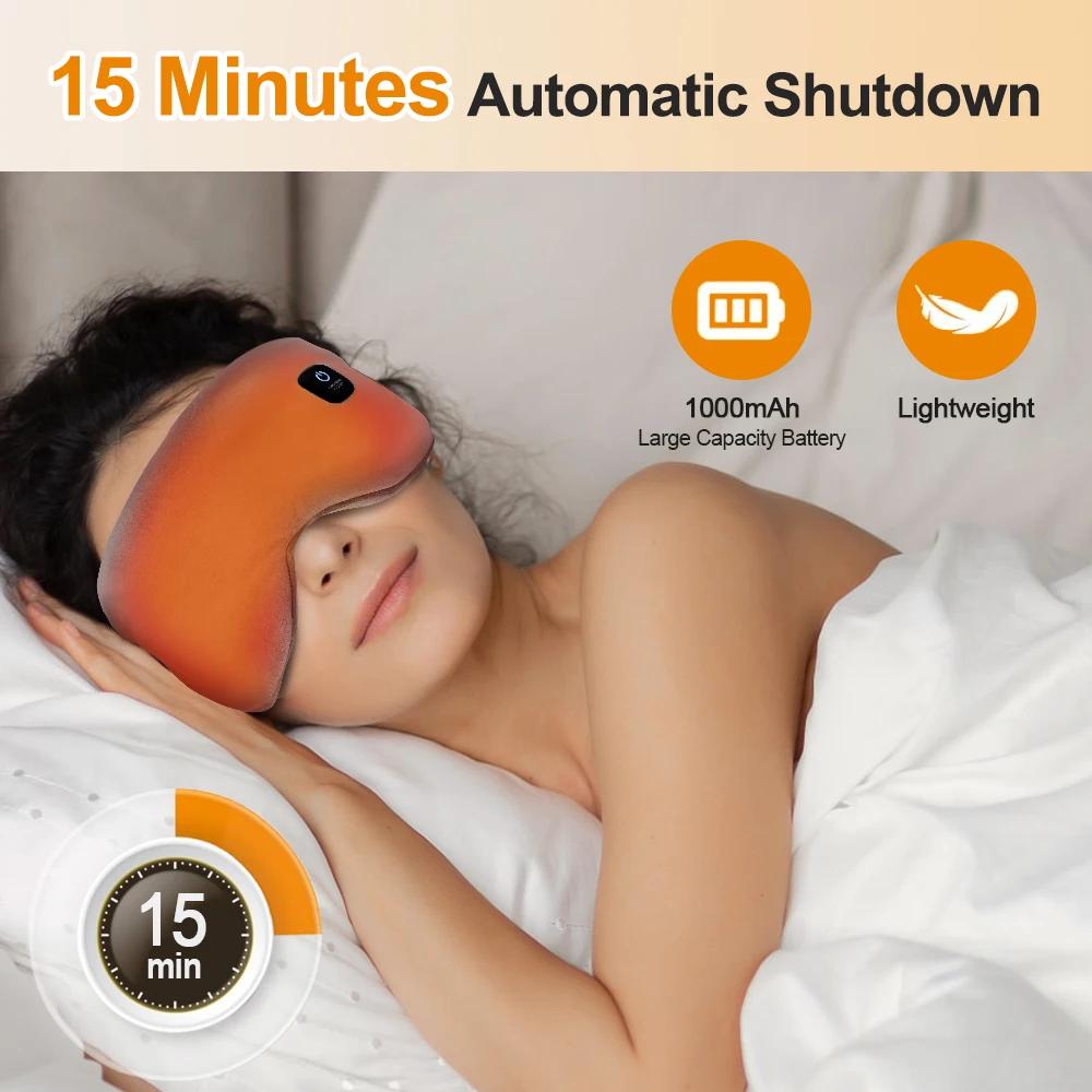 USB Heated Eye Mask Reusable 3Mode Hot Compress Eye Mask Eye Massager For Sleeping Eye Puffiness Anti Dark Circle Patch Eye Care