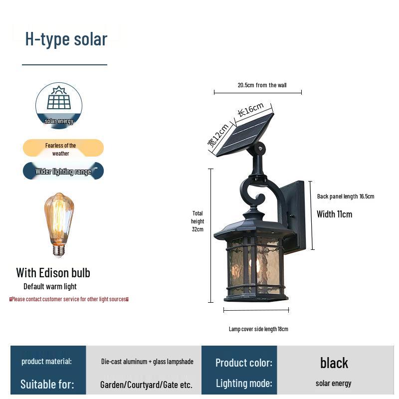 European Style Waterproof Solar Wall Lamp: Super Bright Antique Design for Outdoor Courtyards, Corridors, and Villa Hallways