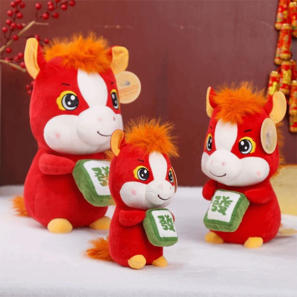 Cute Year Horse Mascot Cartoon Animal Zodiac Horse Doll Lucky Horse Plush Doll  Festival