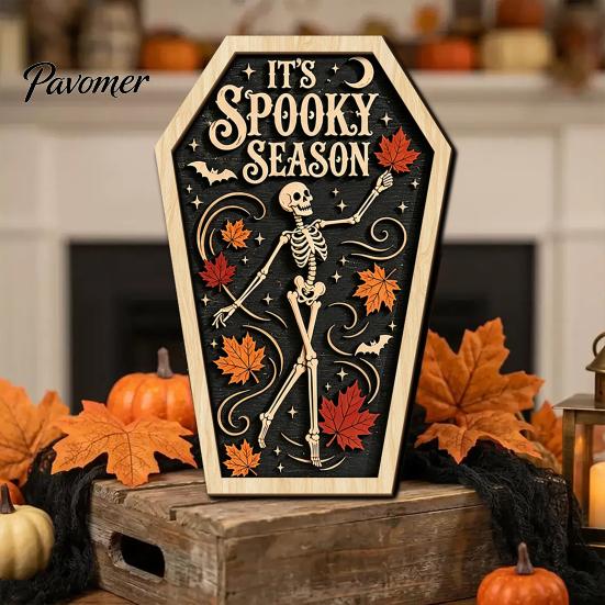 Verweerd Houten Wanddecoratie Vintage Halloween Houten Decoratie, Kistvormige Tafelblad Ornamenten, Vrijstaande & Seizoensgebonden Feestdecoraties Hangend Ornament