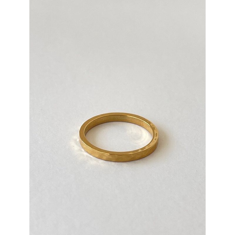Fashion Textured Metal Thickness Ring Twin Simple Bracelet Fine Hammered Texture, Size 6