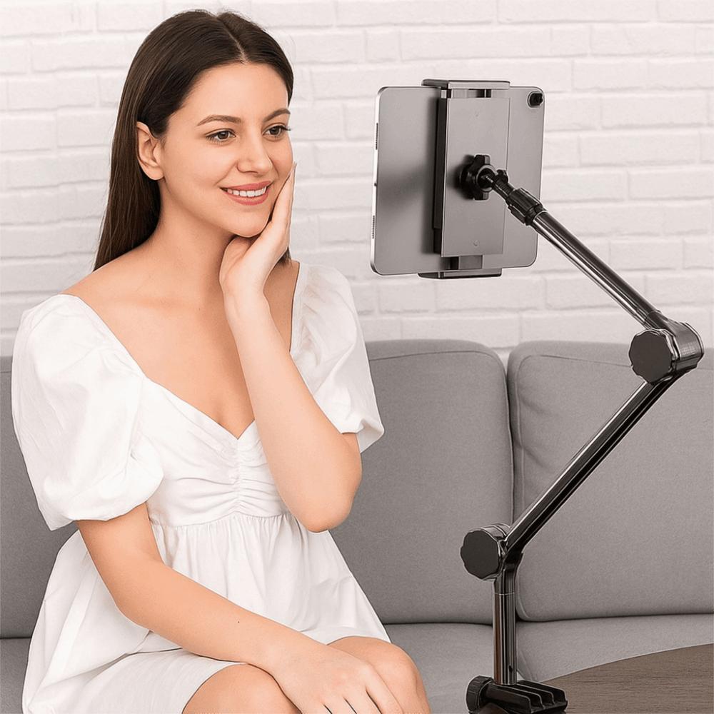 Carbon Steel Tablet Mount Stand 360° Rotating Mobile Tablet Mounting Stand Phone Tablet Holder  Bed