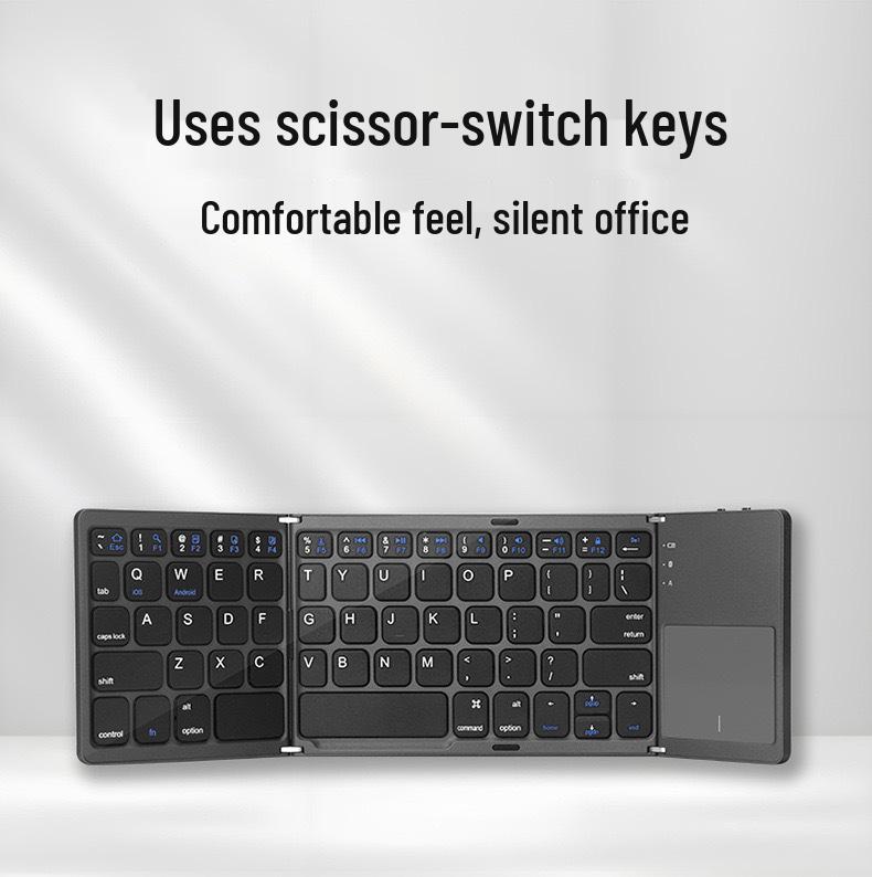 

B033 Tri-Fold Bluetooth Keyboard with Touchpad - Multi-System Compatible for Tablets and Laptops